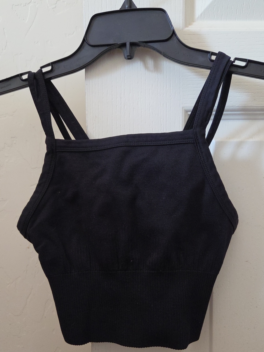 Zella Black Ribbed Cropped Cami Top